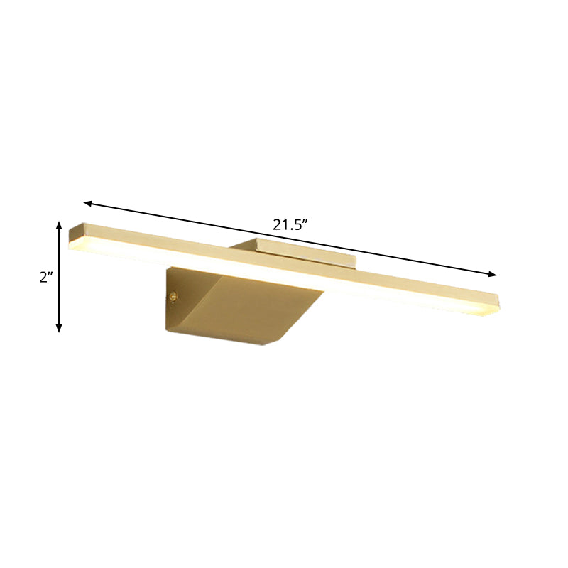 Frendorf | 16"/21.5" W Metallic Streamlined Wall Lamp Simplicity LED Gold Vanity Sconce Light für Badezimmer