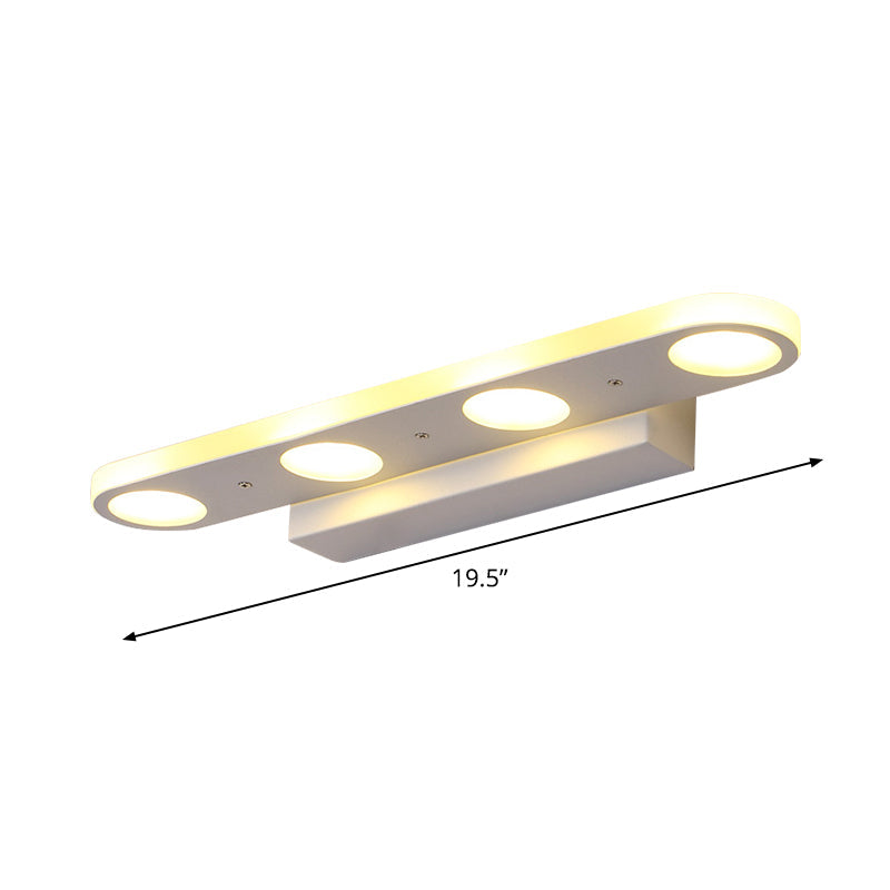 Frendorf | Rechteckige Wandlampen Vanity Simplicity Metall 4/6-Licht Weiße Wandmontierte Lampe in Warm/Weiß Licht