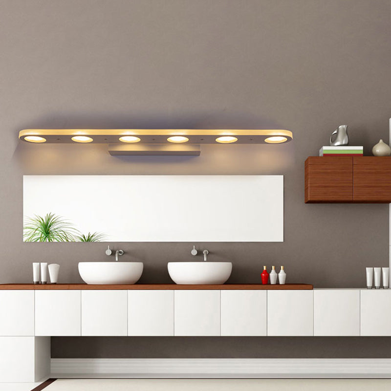 Frendorf | Rechteckige Wandlampen Vanity Simplicity Metall 4/6-Licht Weiße Wandmontierte Lampe in Warm/Weiß Licht