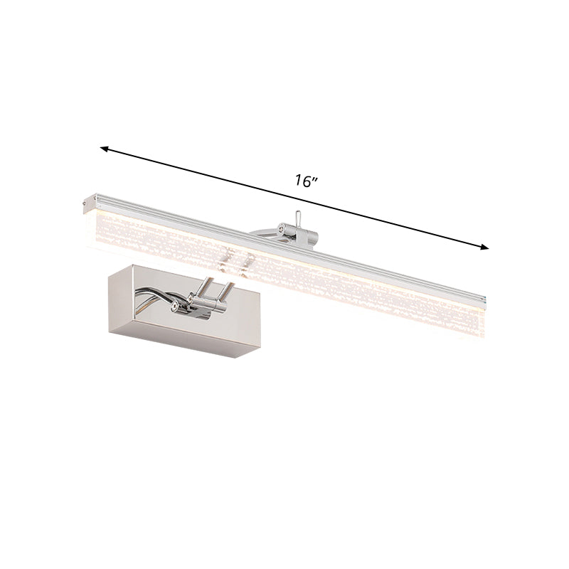 Frendorf | 16"/23.5" L LED Badezimmer Wand Vanity Licht Modernismus Silber Wand Sconce Beleuchtung mit rechteckigem Acrylschirm in Warm/Weiß Licht