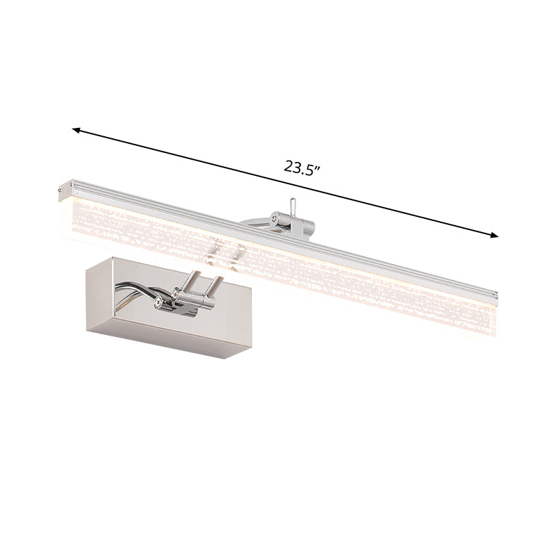 Frendorf | 16"/23.5" L LED Badezimmer Wand Vanity Licht Modernismus Silber Wand Sconce Beleuchtung mit rechteckigem Acrylschirm in Warm/Weiß Licht