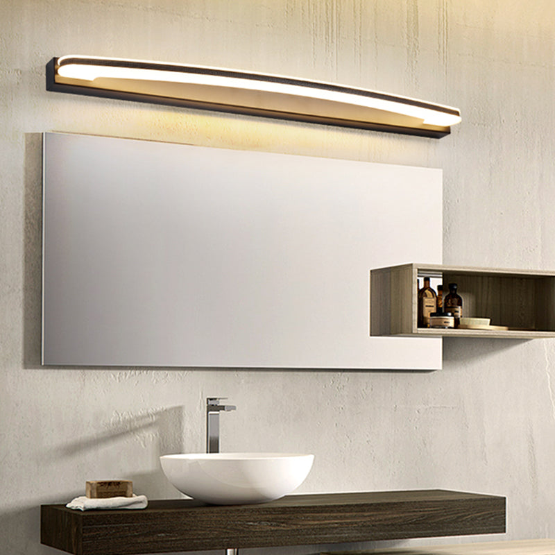 Frendorf | Gebogen Bar Wand Vanity Licht Minimal LED Metalen Badkamer Wandlamp in Zwart, Warm/Wit Licht