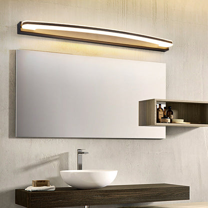 Frendorf | Gebogen Bar Wand Vanity Licht Minimal LED Metalen Badkamer Wandlamp in Zwart, Warm/Wit Licht