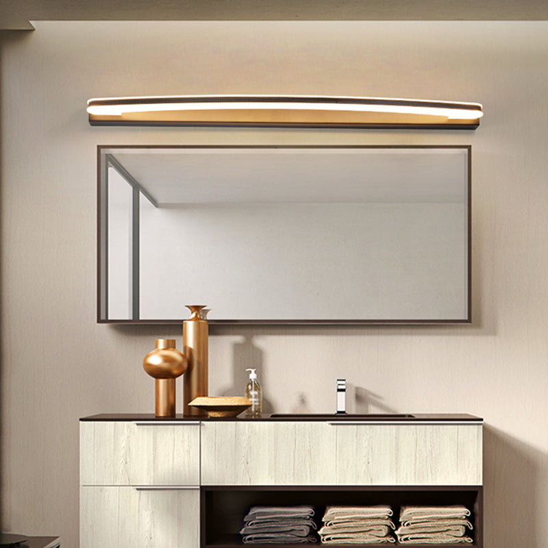 Frendorf | Gebogen Bar Wand Vanity Licht Minimal LED Metalen Badkamer Wandlamp in Zwart, Warm/Wit Licht