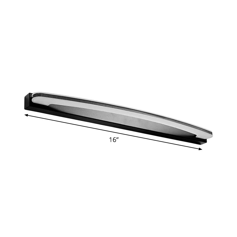 Frendorf | Gebogen Bar Wand Vanity Licht Minimal LED Metalen Badkamer Wandlamp in Zwart, Warm/Wit Licht