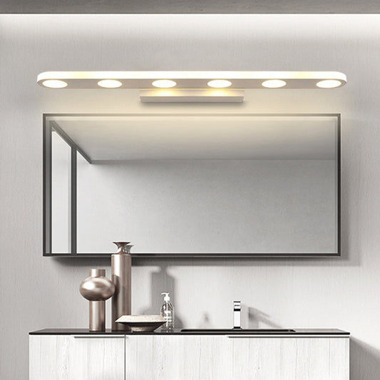 Frendorf | 15"/23" L Acryl Ovaler Vanity Beleuchtungsanlage Minimalistisch 4/6 Glühbirnen Weiße Wandlampe Licht in Warm/Weiß Licht