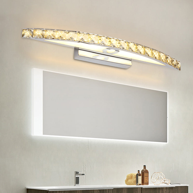 Frendorf | Kurvige Badezimmer Wandmontierte Vanity Light Klar/Champagner Kristall LED Minimal Spiegel Lampe in Warm/Weiß Licht