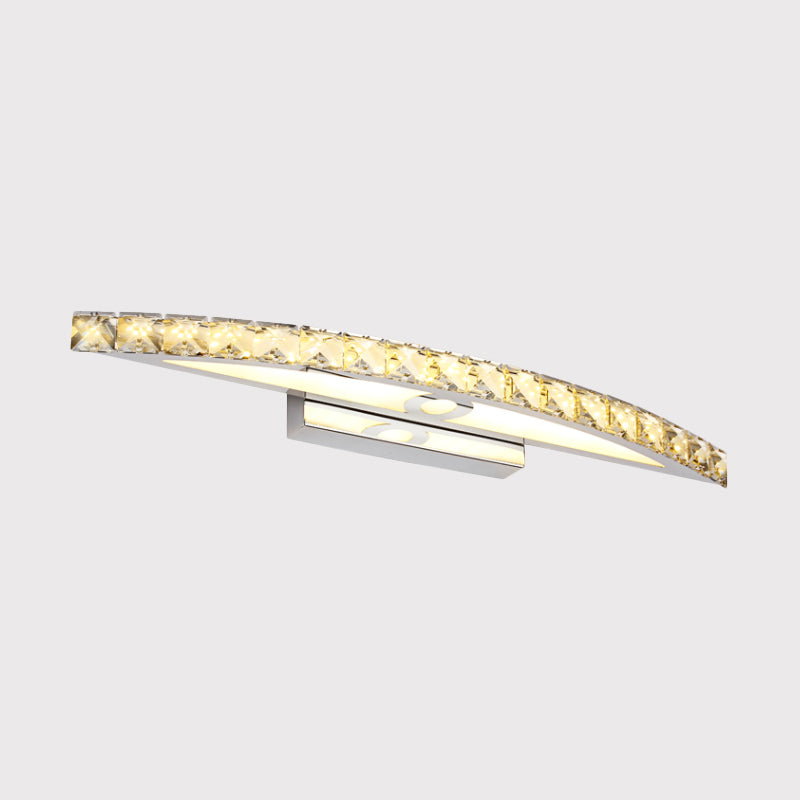 Frendorf | Kurvige Badezimmer Wandmontierte Vanity Light Klar/Champagner Kristall LED Minimal Spiegel Lampe in Warm/Weiß Licht