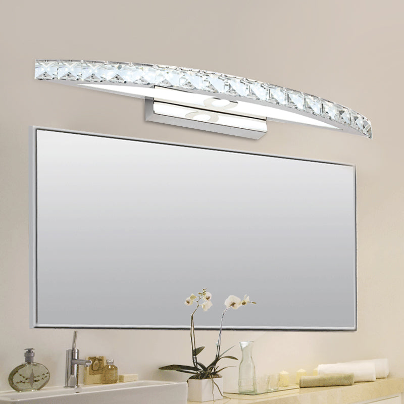 Frendorf | Kurvige Badezimmer Wandmontierte Vanity Light Klar/Champagner Kristall LED Minimal Spiegel Lampe in Warm/Weiß Licht