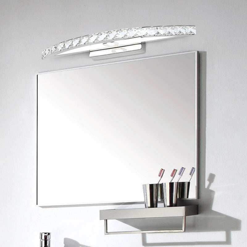Frendorf | Kurvige Badezimmer Wandmontierte Vanity Light Klar/Champagner Kristall LED Minimal Spiegel Lampe in Warm/Weiß Licht
