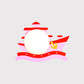 Frendorf | Piraten Schiff Holz Wandmontierte Einrichtung Kinder Pink/Blau LED Wandleuchte mit Runder Opalglas Schirm