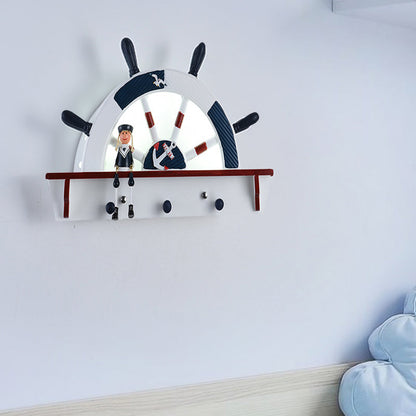 Frendorf | Houten roer Flush Mount Wandlamp Mediterrane LED Wandverlichting Ideeën met Cartoon Zeeman Decor in Blauw