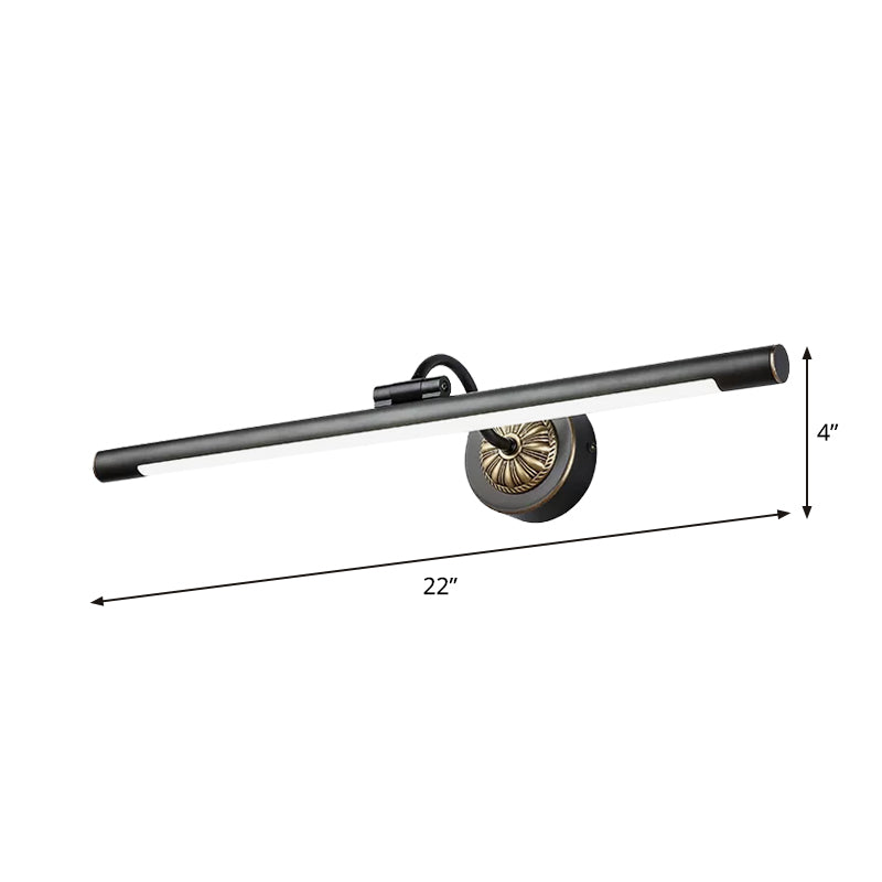 Frendorf | 17"/22" Breite Elongierte Wandlampe Einfachheit Metall LED Schwarz Vanity Spiegel Licht mit Schwenkarm