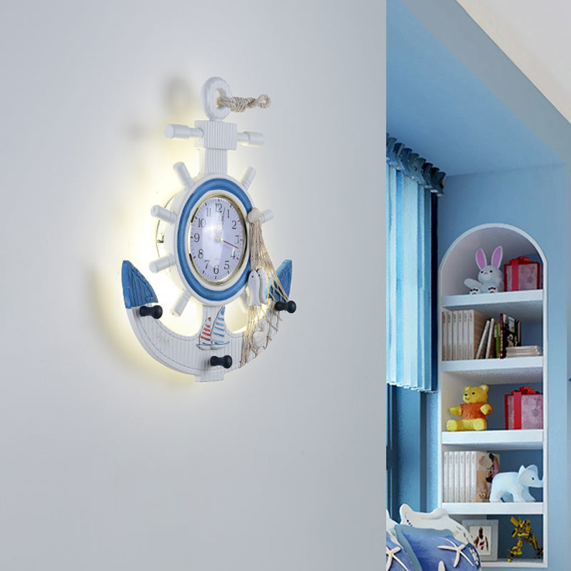 Frendorf | Metalen Anker Wand Sconces Licht Kindstijl LED Witte Wandgemonteerde Lamp met Klokontwerp in Warm/Wit Licht