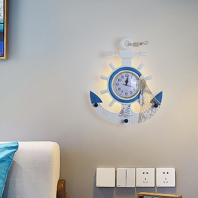 Frendorf | Metalen Anker Wand Sconces Licht Kindstijl LED Witte Wandgemonteerde Lamp met Klokontwerp in Warm/Wit Licht