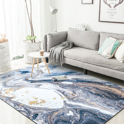 Frendorf | Blauer Novelty Teppich Polyester Abstrakter Teppich Haustierfreundlicher Waschbarer Rutschfester Teppich für das Wohnzimmer