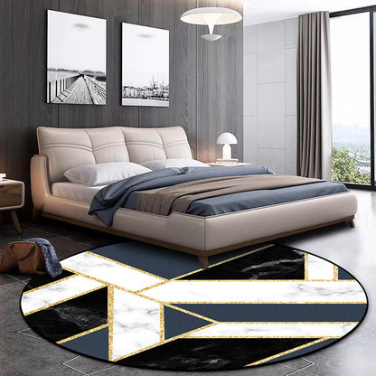 Frendorf | Blau marmorierte Oberfläche Muster Teppich Polyester minimalistischer Teppich waschbar rutschfeste Unterlage Teppich für Dekoration