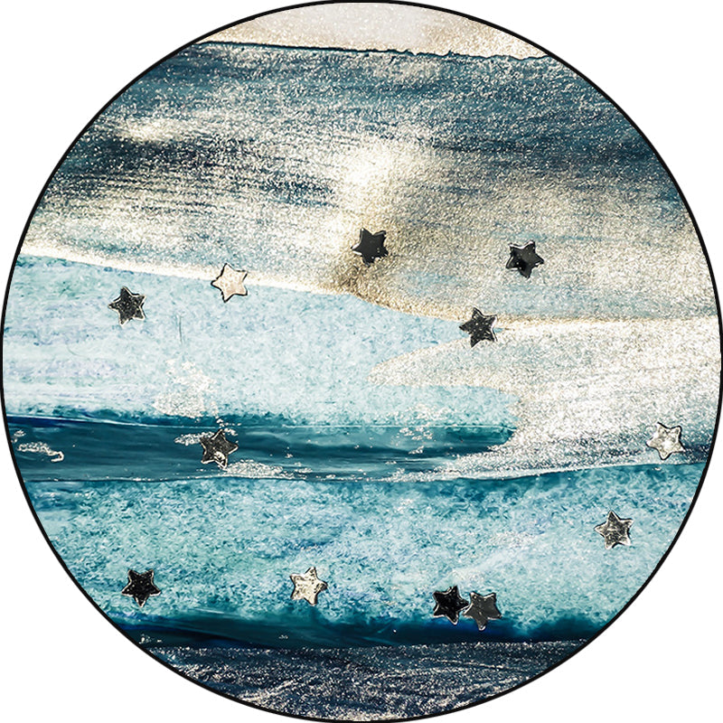 Frendorf | Blauer industrieller Teppich Polyester abstraktes Sterne-Muster Teppich haustierfreundlich waschbar rutschfester Teppich für das Schlafzimmer