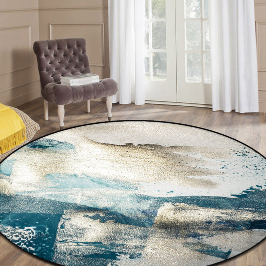 Frendorf | Blauer industrieller Teppich Polyester abstraktes Sterne-Muster Teppich haustierfreundlich waschbar rutschfester Teppich für das Schlafzimmer