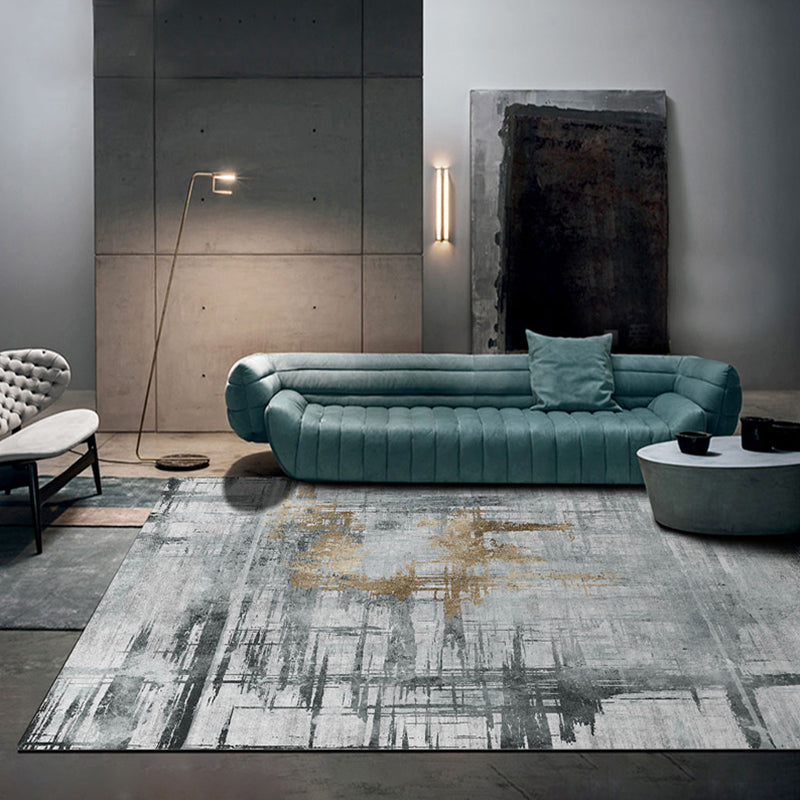 Frendorf | Moderne Abstract Teppich Rauchgrau Polyester Teppich rutschfeste Unterseite tierfreundlicher waschbarer Zonen Teppich für Zuhause