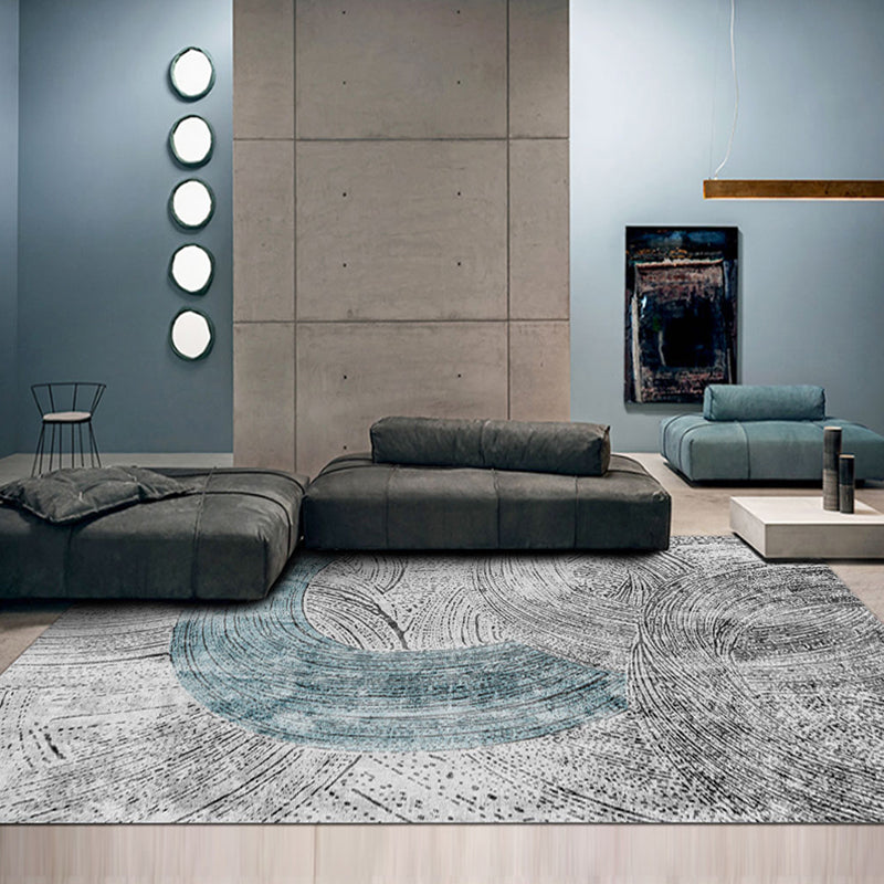 Frendorf | Moderne Abstract Teppich Rauchgrau Polyester Teppich rutschfeste Unterseite tierfreundlicher waschbarer Zonen Teppich für Zuhause