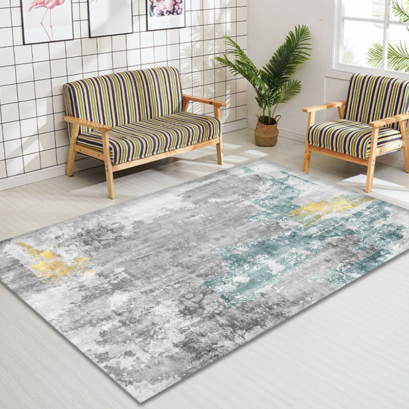 Frendorf | Moderne Abstract Teppich Rauchgrau Polyester Teppich rutschfeste Unterseite tierfreundlicher waschbarer Zonen Teppich für Zuhause