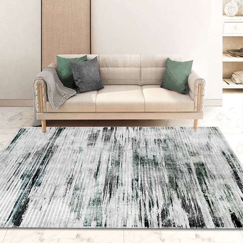 Frendorf | Moderne Abstract Teppich Rauchgrau Polyester Teppich rutschfeste Unterseite tierfreundlicher waschbarer Zonen Teppich für Zuhause