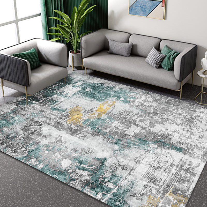 Frendorf | Moderne Abstract Teppich Rauchgrau Polyester Teppich rutschfeste Unterseite tierfreundlicher waschbarer Zonen Teppich für Zuhause