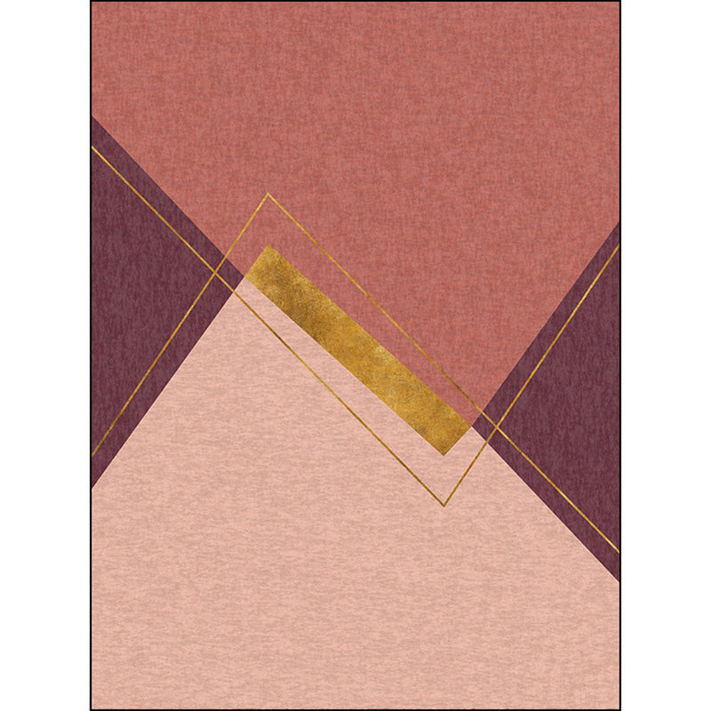 Roter und Pinker Schlafzimmerteppich Moderner geometrischer Musterteppich Polyester rutschfeste Rückseite waschbarer Teppich für den Bereich