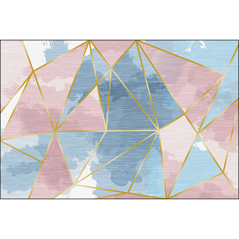 Frendorf | Blauer Geometrischer Muster Teppich Polyester Moderner Teppich Waschbar rutschfest haustierfreundlicher Teppich für Wohnzimmer