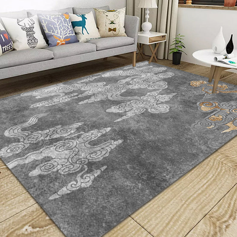 Frendorf | Oosterse woonkamer tapijt Grijze wolken patroon tapijt Synthetisch Wasbaar Antislip Huisdier vriendelijk tapijt