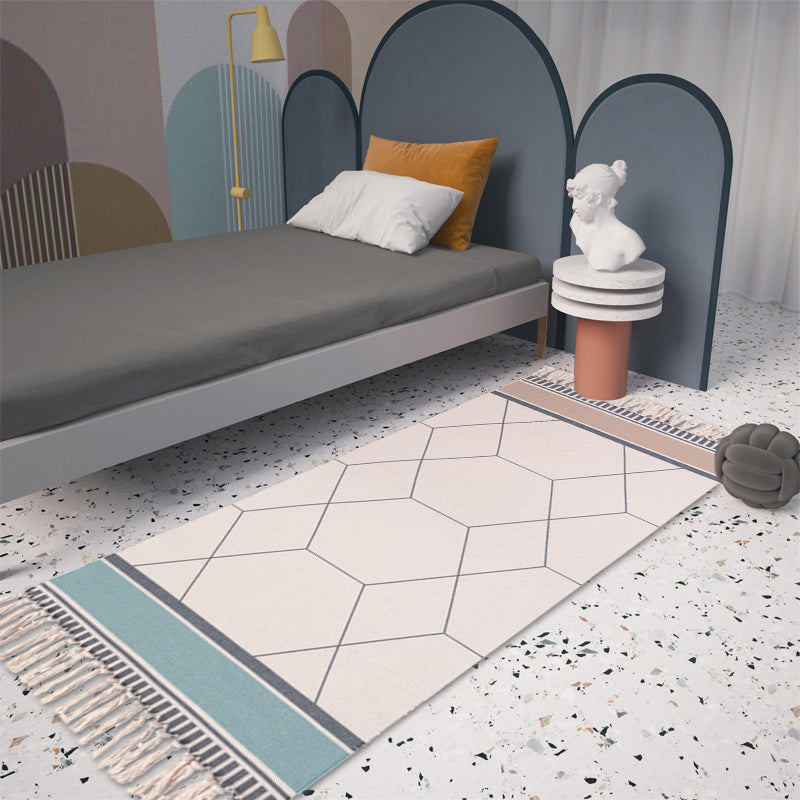 Frendorf | Bohemian Tribal Geometrisches Muster Teppich Multicolor Baumwollteppich rutschfest haustierfreundlich waschbar Teppich für Schlafzimmer