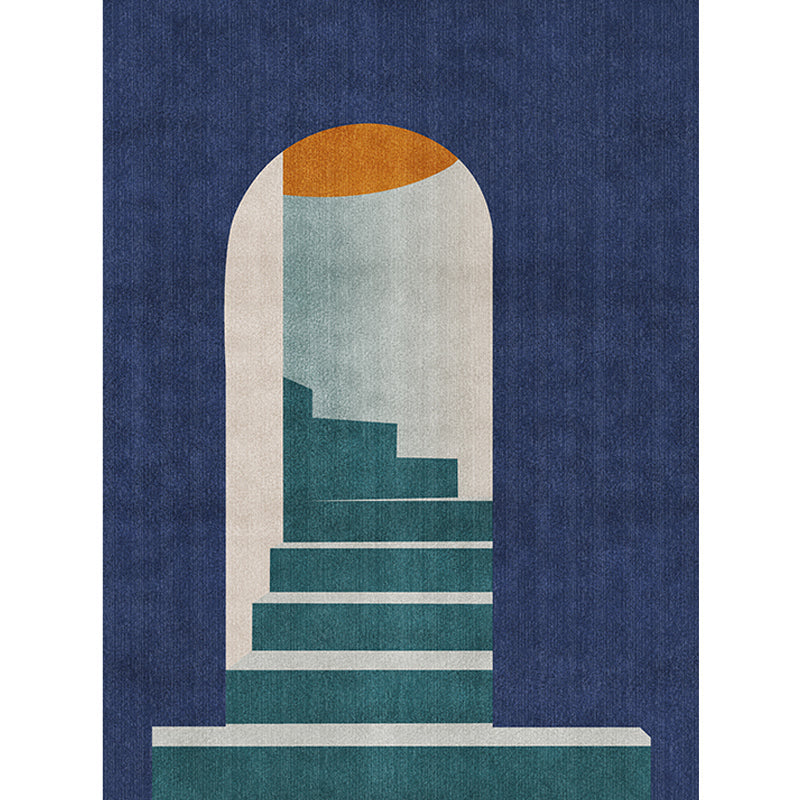 Frendorf | Blauwe Nordic Tapijt Polypropyleen Deurpatroon Tapijt Huisdiervriendelijk Wasbaar Antislip Vloerkleed voor Slaapkamer