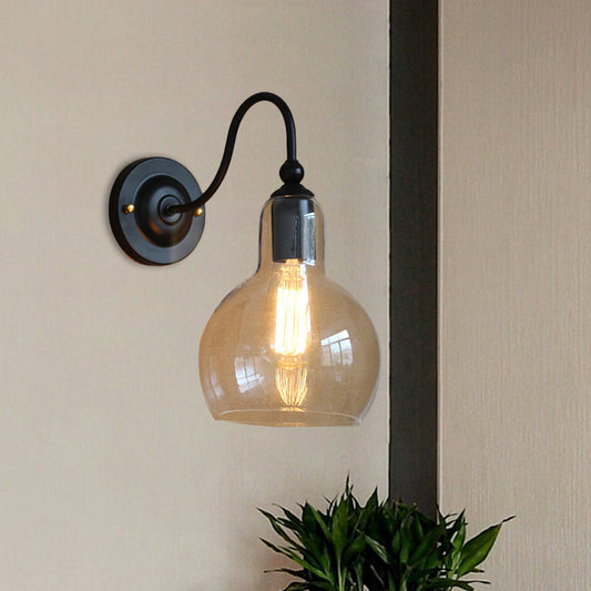 Frendorf | 1 Lichtklar Glas Wand Sconce Licht Industrie Schwarz Blasen Shade Wohnzimmer Beleuchtung Fixture in Schwarz