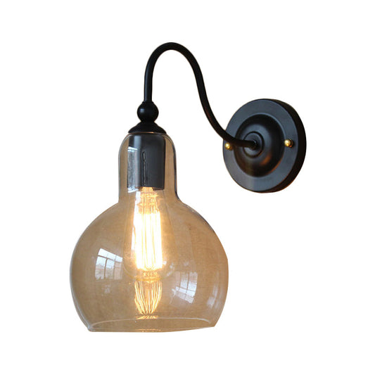 Frendorf | 1 Lichtklar Glas Wand Sconce Licht Industrie Schwarz Blasen Shade Wohnzimmer Beleuchtung Fixture in Schwarz