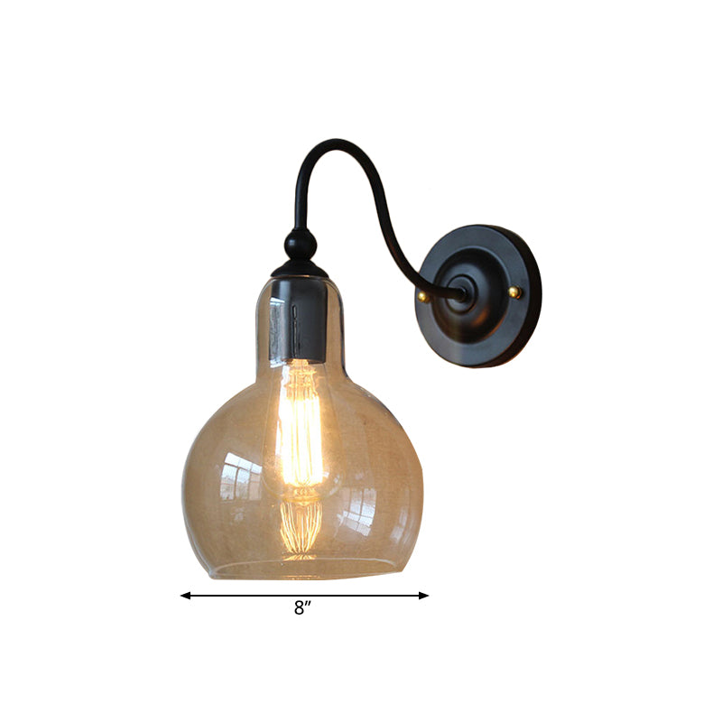 Frendorf | 1 Lichtklar Glas Wand Sconce Licht Industrie Schwarz Blasen Shade Wohnzimmer Beleuchtung Fixture in Schwarz