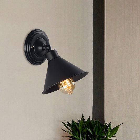 Frendorf | Schwarze Lackierte Kegel Wand Sconces Licht Loft Stil Metallisch 1 Kopf Schlafzimmer Wandlampe