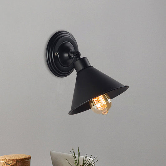 Frendorf | Schwarze Lackierte Kegel Wand Sconces Licht Loft Stil Metallisch 1 Kopf Schlafzimmer Wandlampe