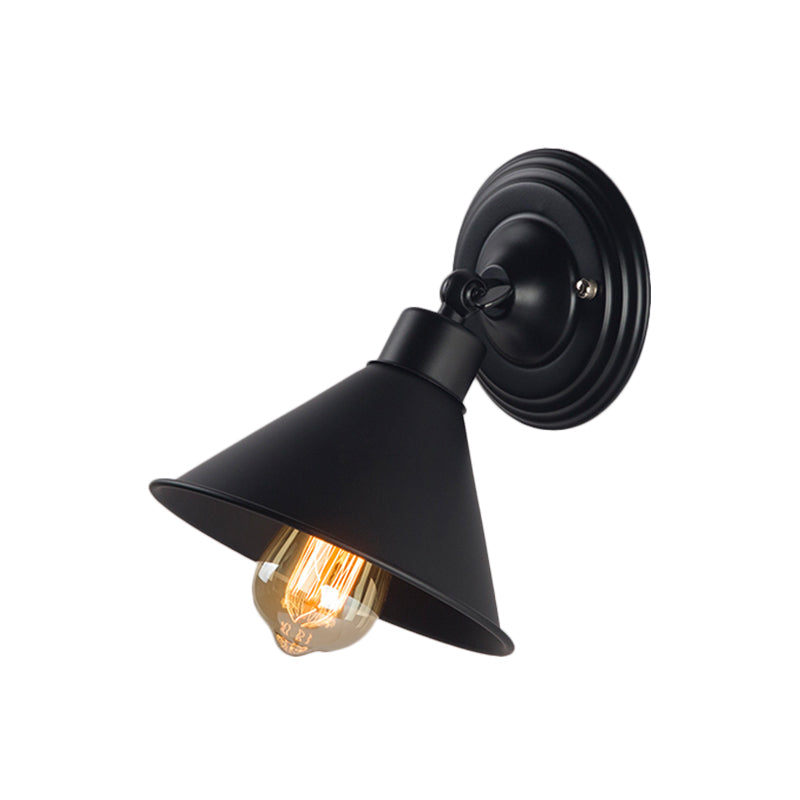 Frendorf | Schwarze Lackierte Kegel Wand Sconces Licht Loft Stil Metallisch 1 Kopf Schlafzimmer Wandlampe