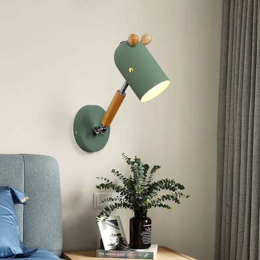 Frendorf | Metalen Trojan Vorm Wandlamp 1 Hoofdkind Scandinavische Stijl Wandlamp in Groen voor Studiehoek