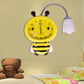 Frendorf | Gelbe Uhr Bienen Wandlampe 1 Licht Cartoon Kunststoff Wandleuchte für Jungen Mädchen Schlafzimmer