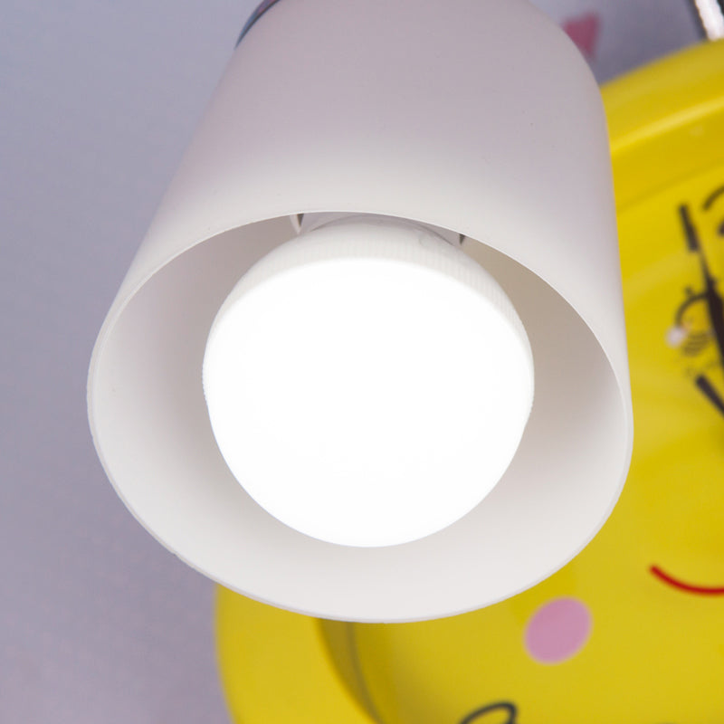 Frendorf | Gelbe Uhr Bienen Wandlampe 1 Licht Cartoon Kunststoff Wandleuchte für Jungen Mädchen Schlafzimmer