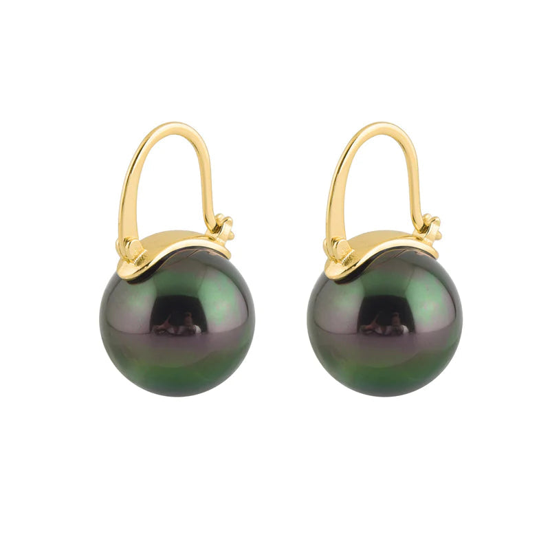 Frendorf | Black pearl earrings Available in white champagne gray gold and black pearl dangling earrings