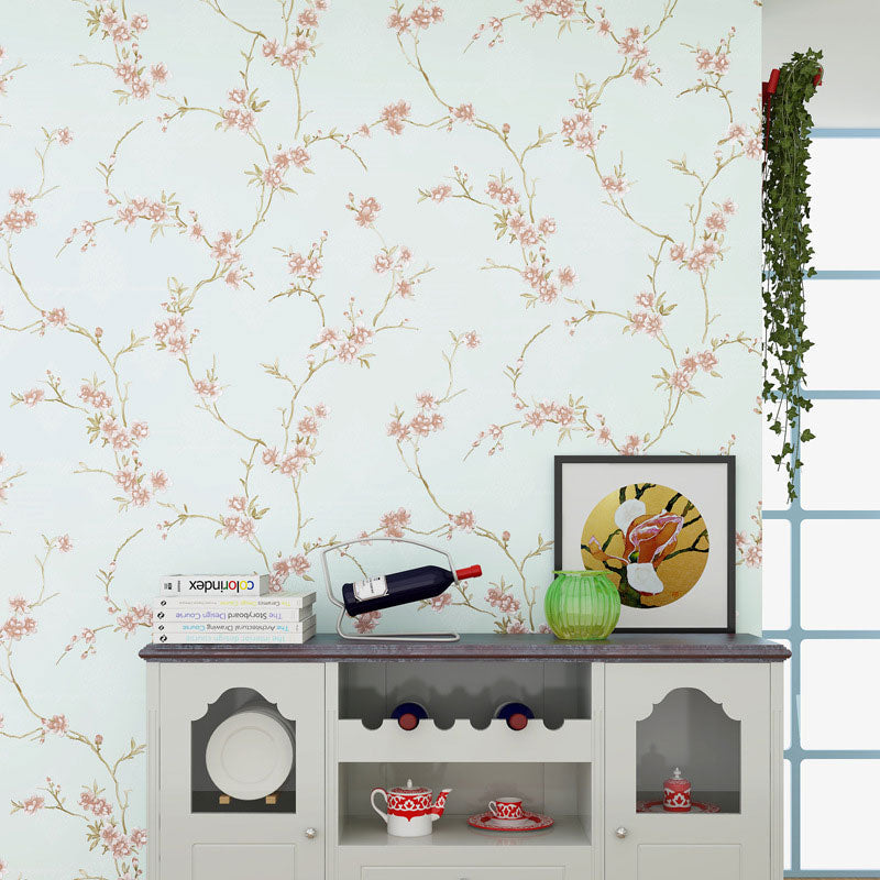 Illustration Blühende Blume Tapete Nicht-klebende Wandkunst für das Wohnzimmer, 57,1 Quadratfuß.