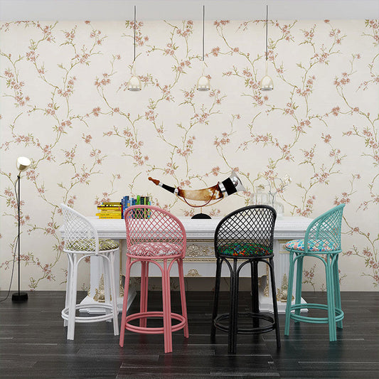 Illustration Blühende Blume Tapete Nicht-klebende Wandkunst für das Wohnzimmer, 57,1 Quadratfuß.