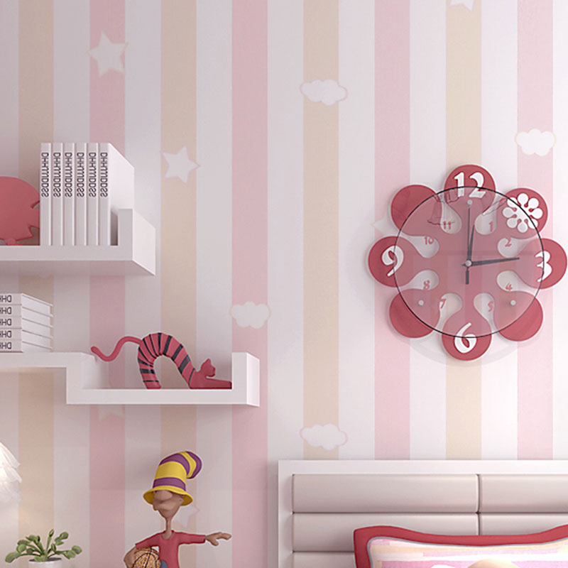 Frendorf | 33' x 20.5" stripe wallpaper for kids cloud wall art in soft colors for children, dirt-repellent