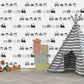 Frendorf | Schwarz-weiße Wandkunst 29,1 Quadratfuß. Cartoon-Zugtapete für Kinder, selbstklebend