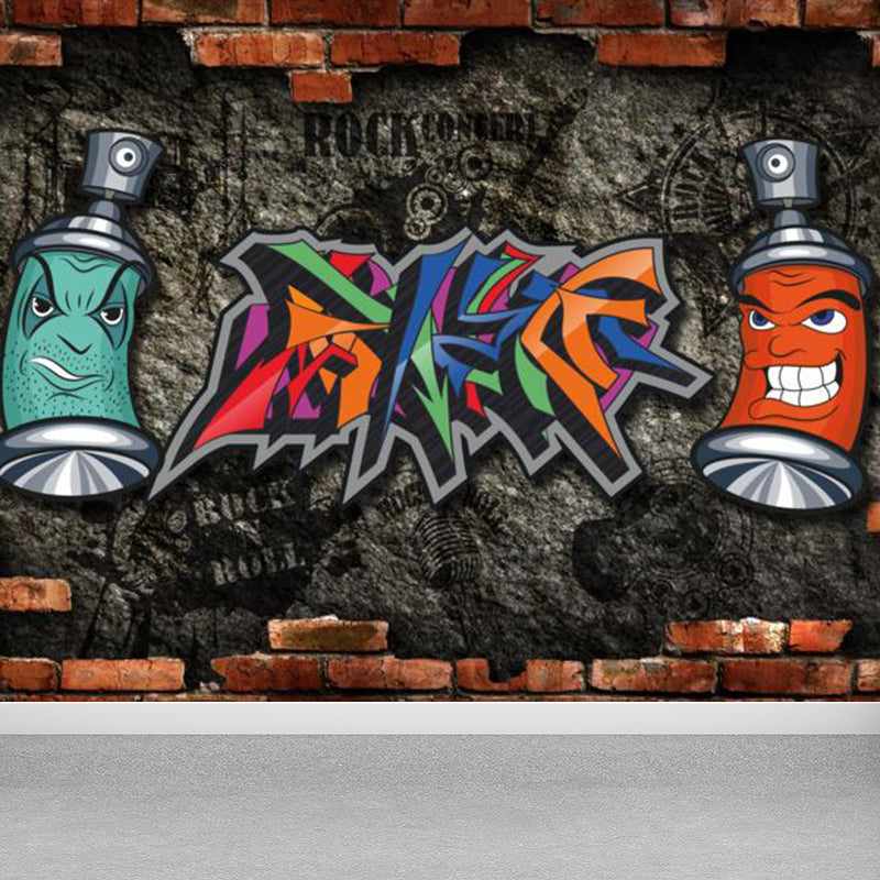 Funky Graffiti Muster Wandtapete Zeitgenössisches Vliesmaterial Wandverkleidung