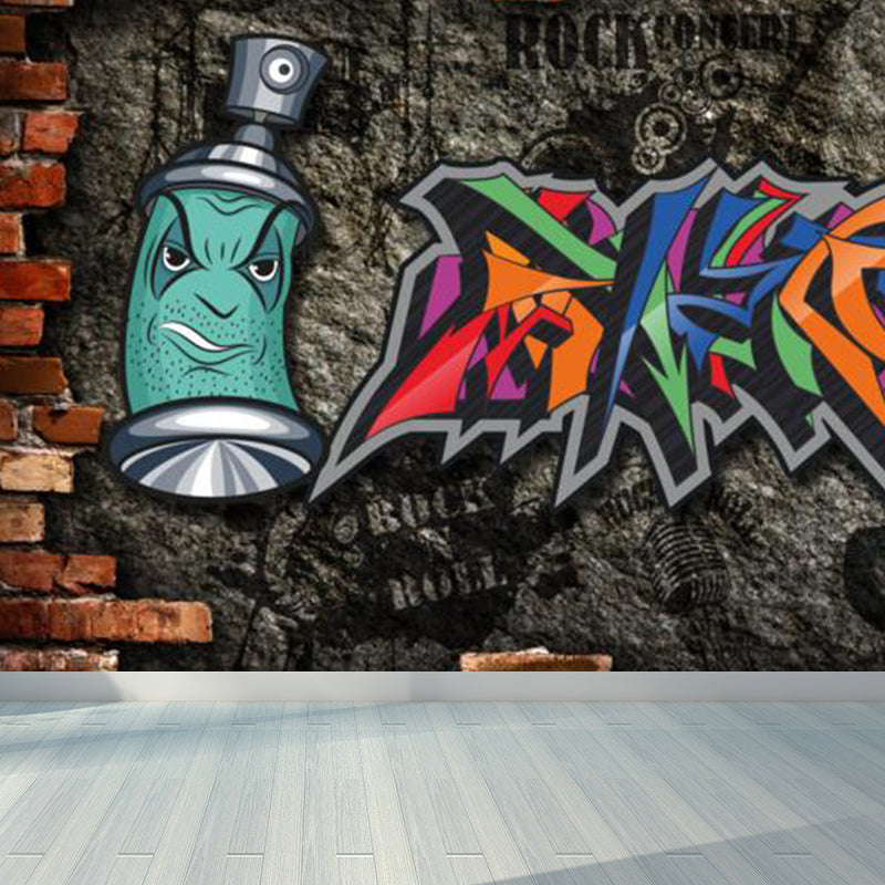 Funky Graffiti Muster Wandtapete Zeitgenössisches Vliesmaterial Wandverkleidung
