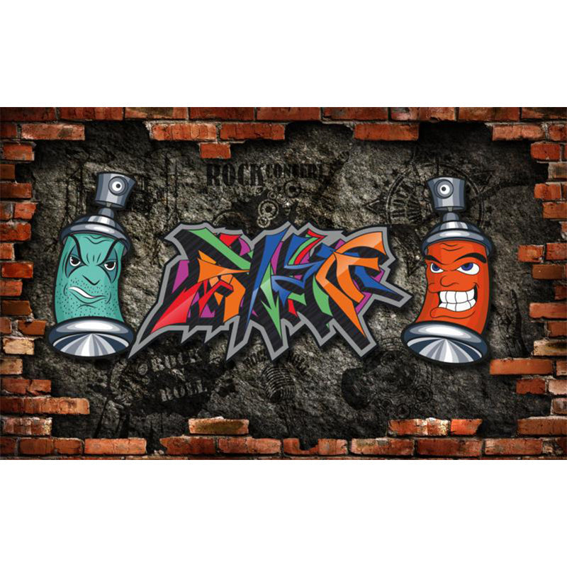 Funky Graffiti Muster Wandtapete Zeitgenössisches Vliesmaterial Wandverkleidung